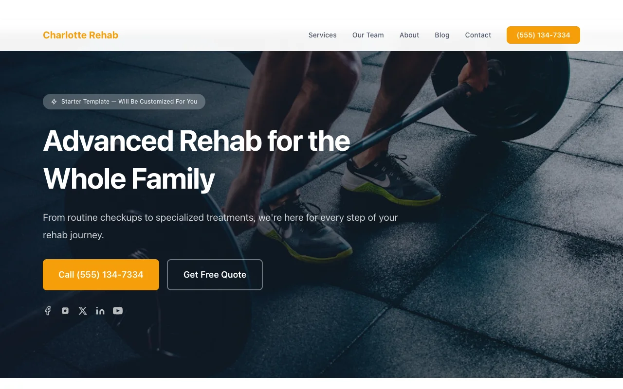 Rehab website template preview