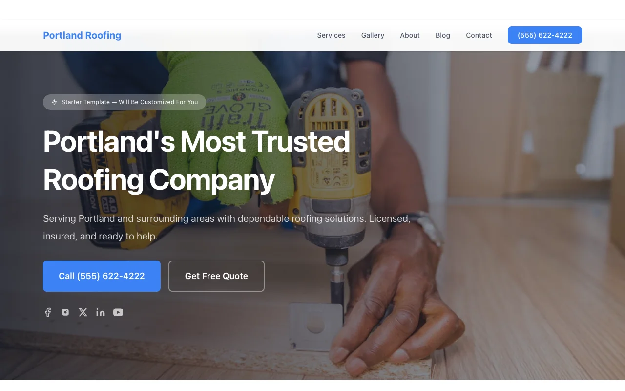 Roofing website template preview