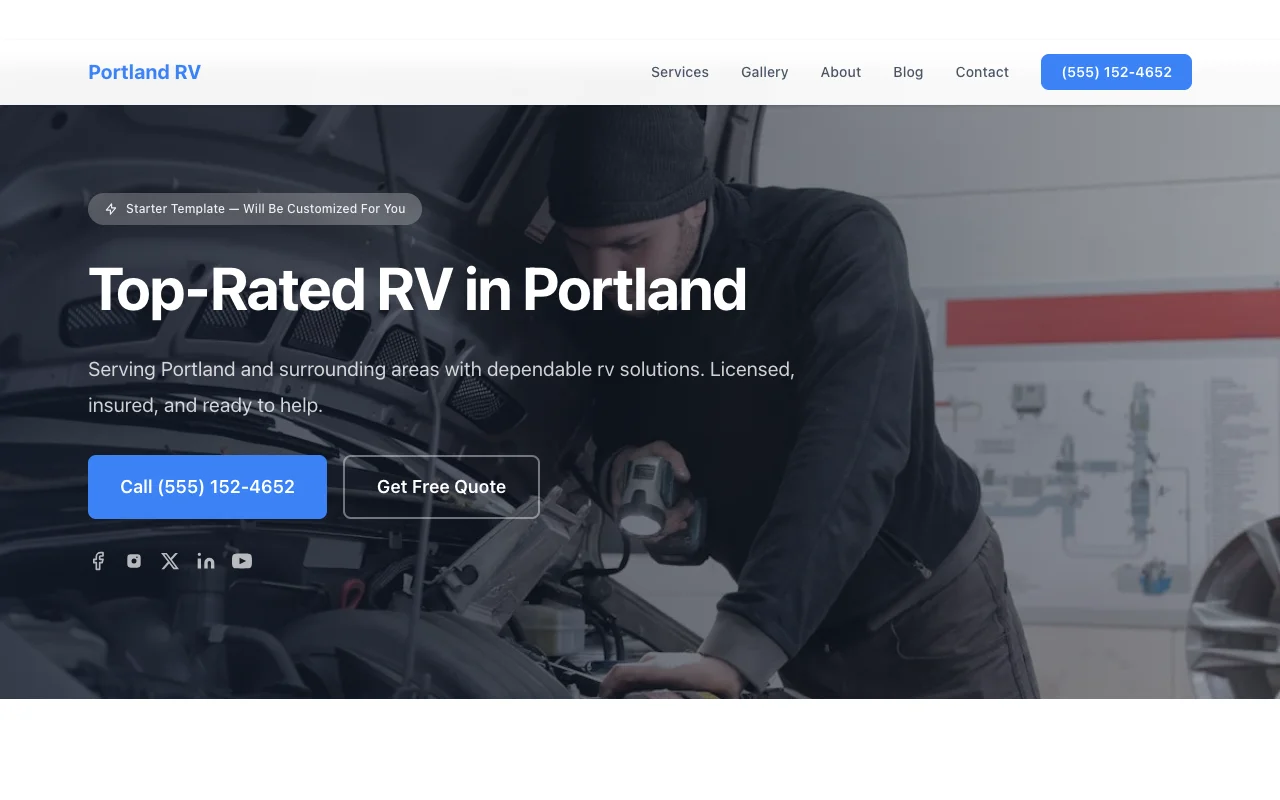 RV website template preview