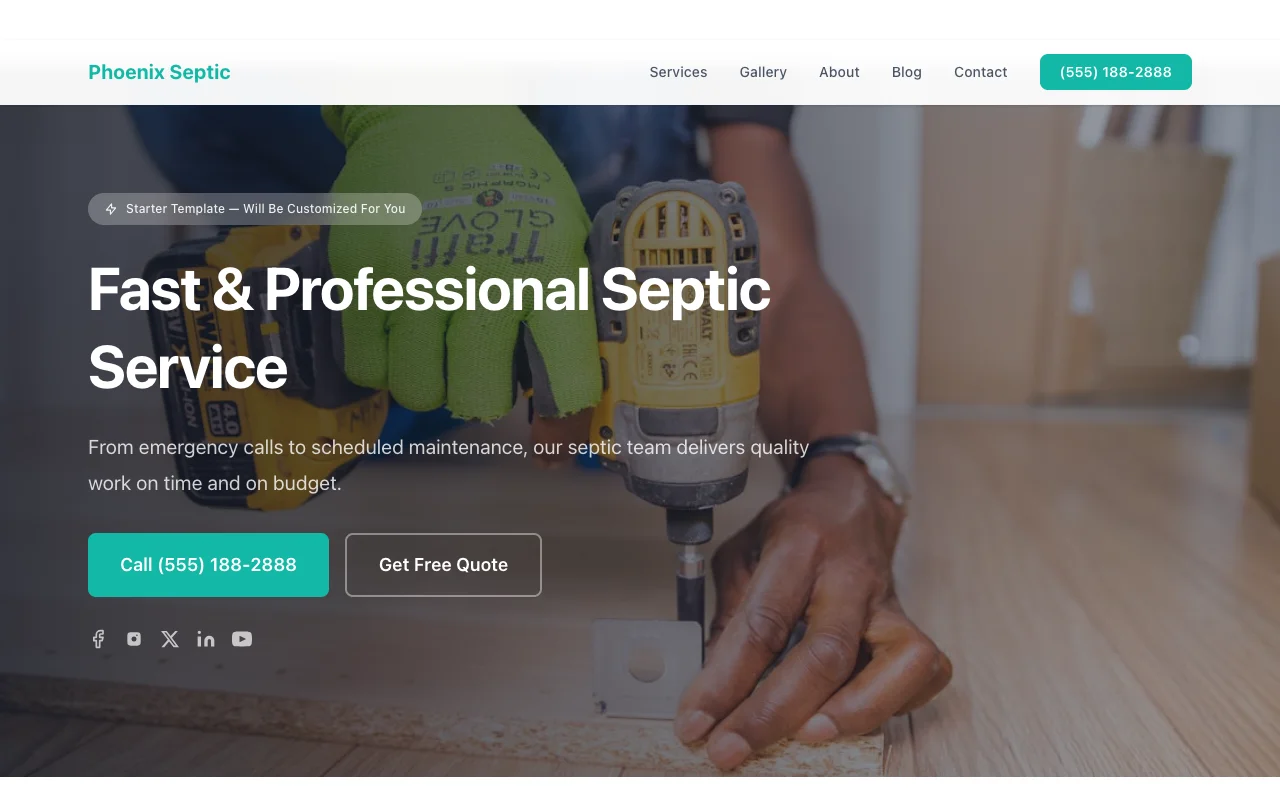 Septic website template preview