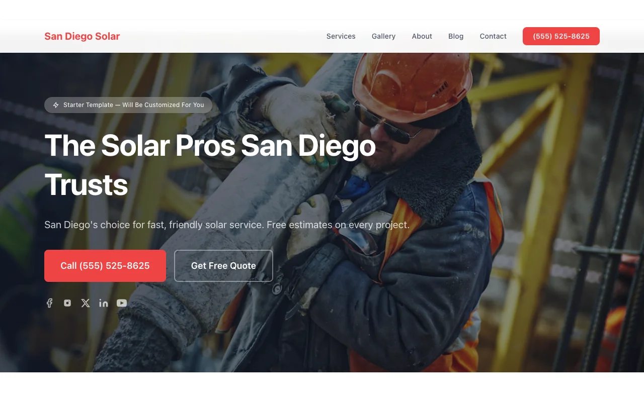 Solar website template preview
