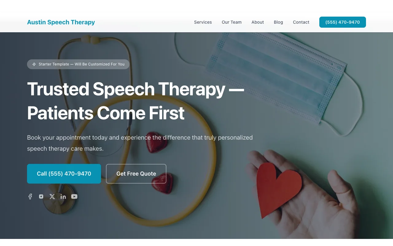 Speech Therapy website template preview