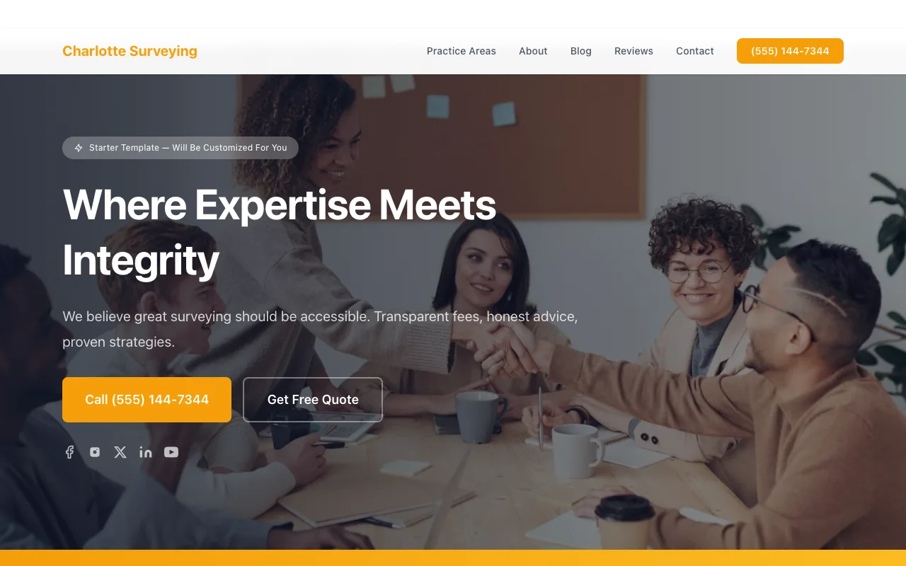 Surveying website template preview