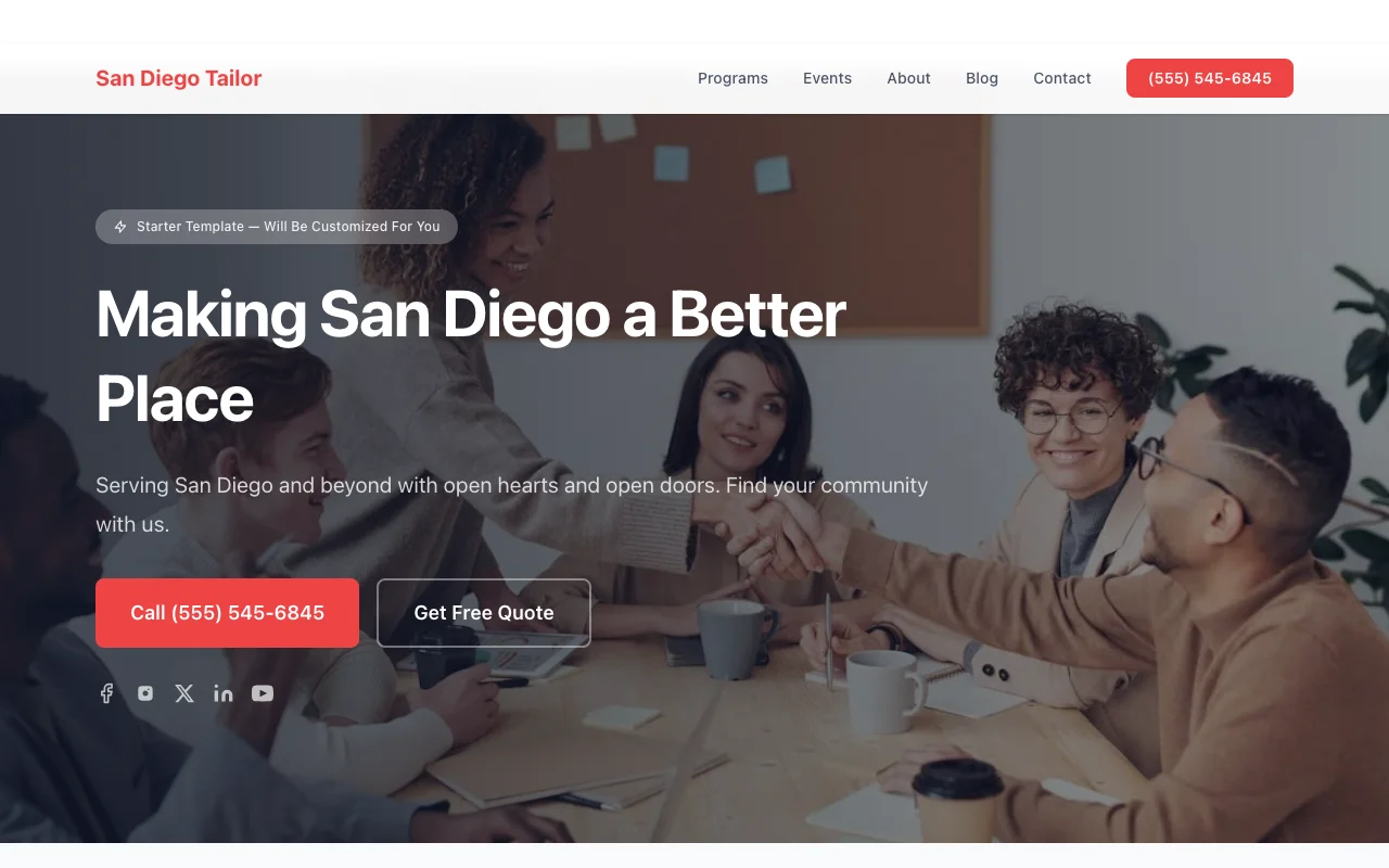 Tailor website template preview