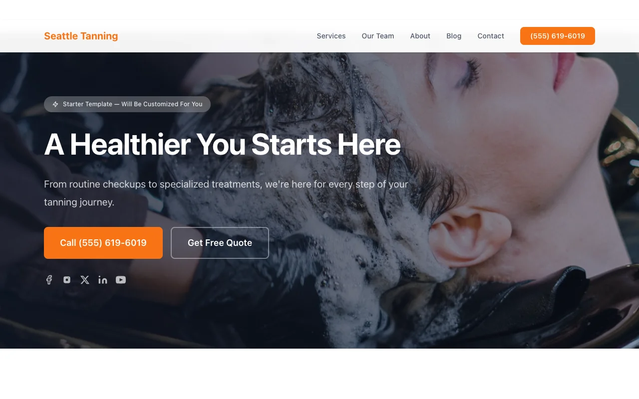 Tanning website template preview