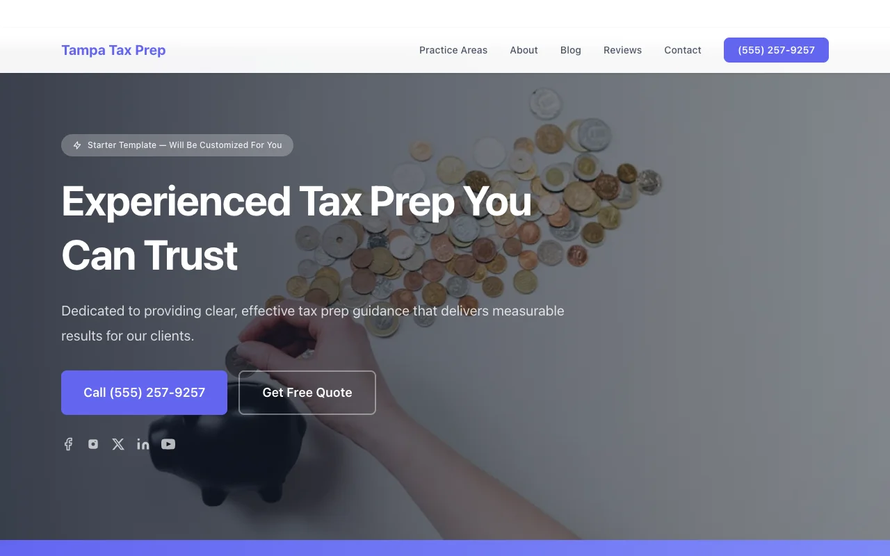 Tax Prep website template preview