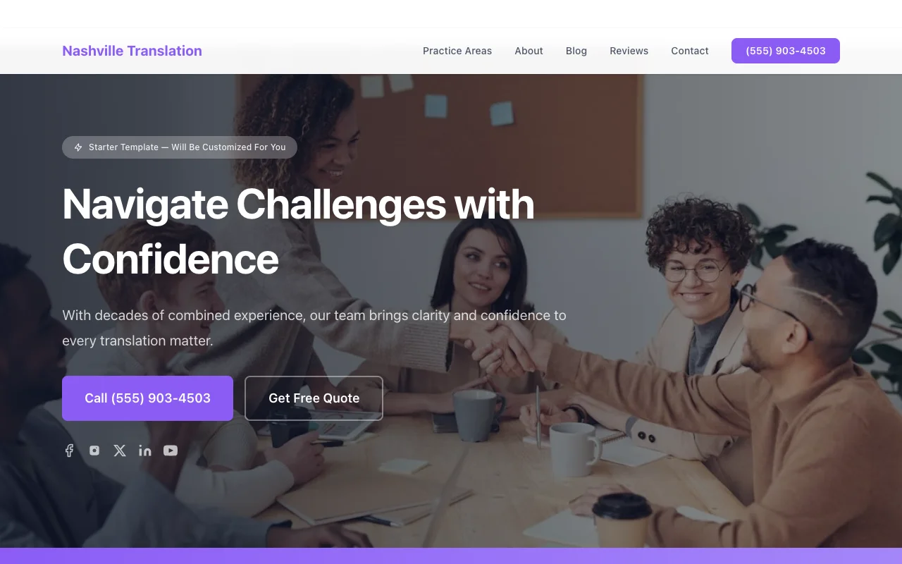 Translation website template preview
