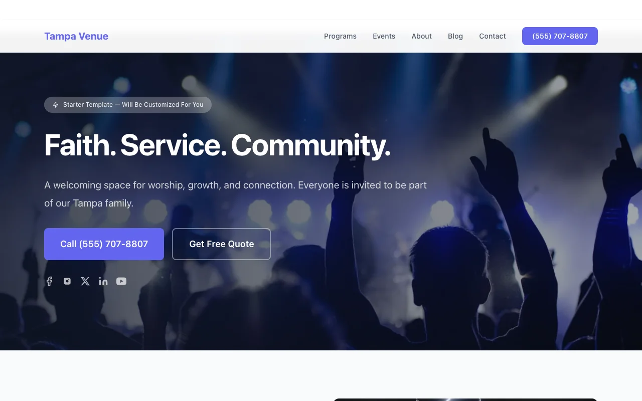 Venue website template preview