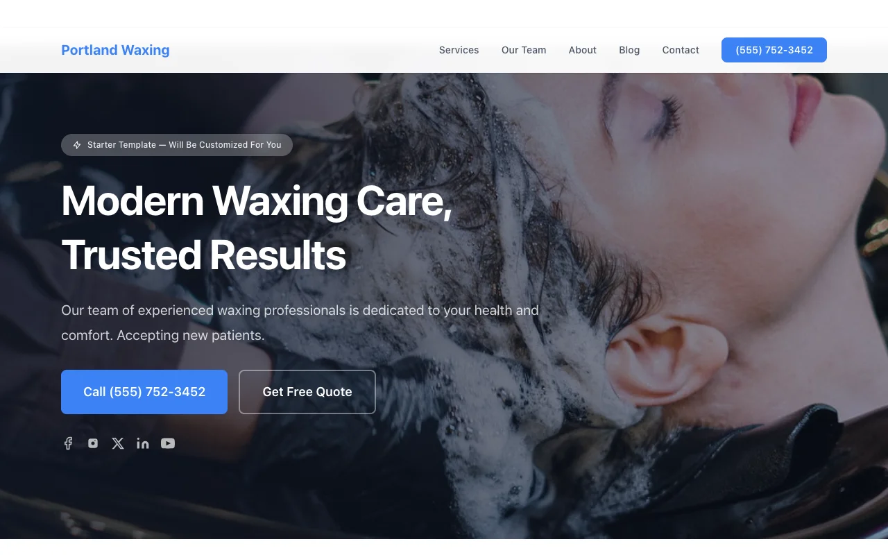 Waxing website template preview
