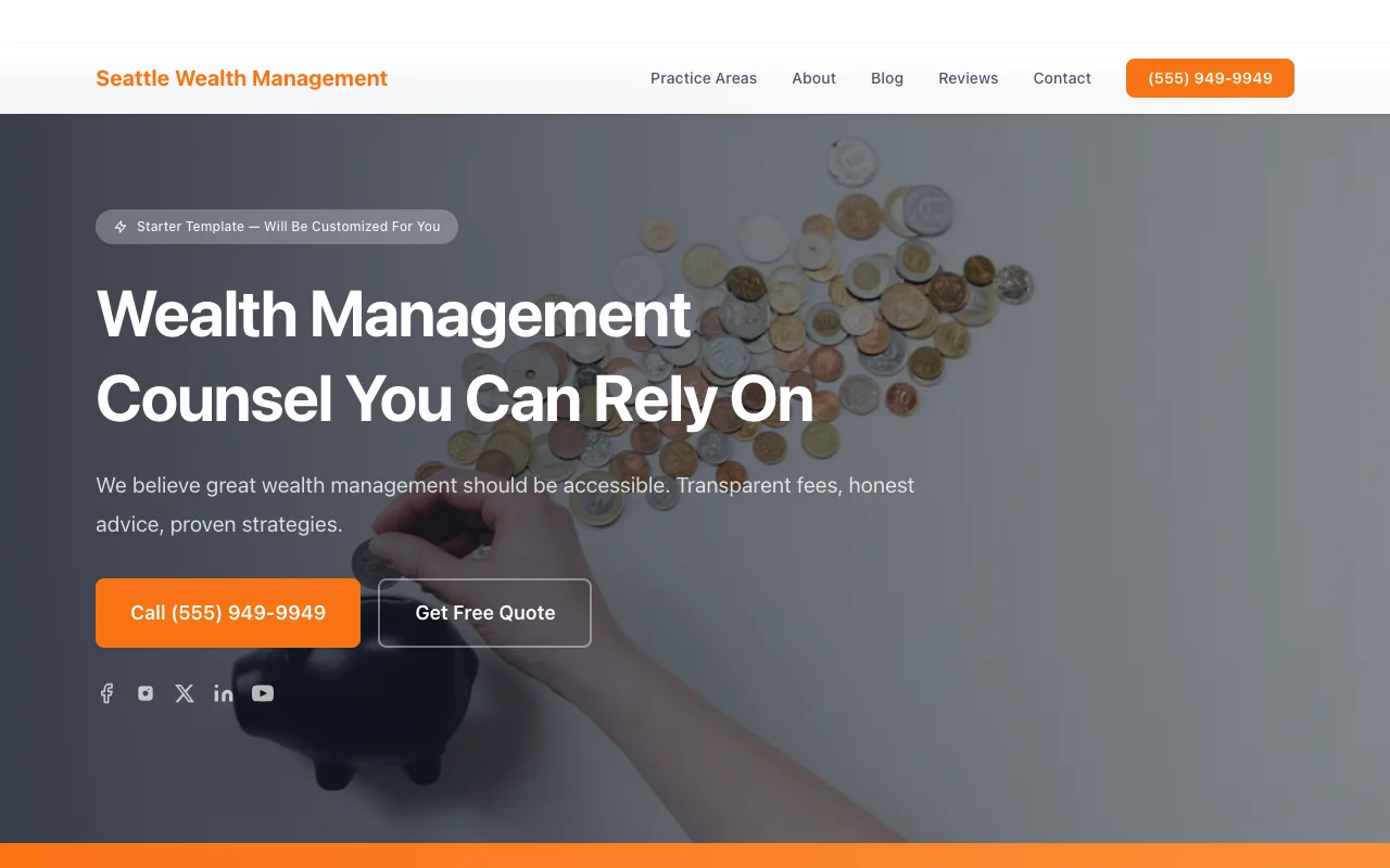 Wealth Management website template preview