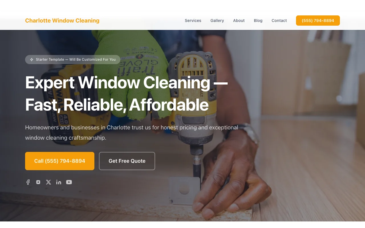 Window Cleaning website template preview